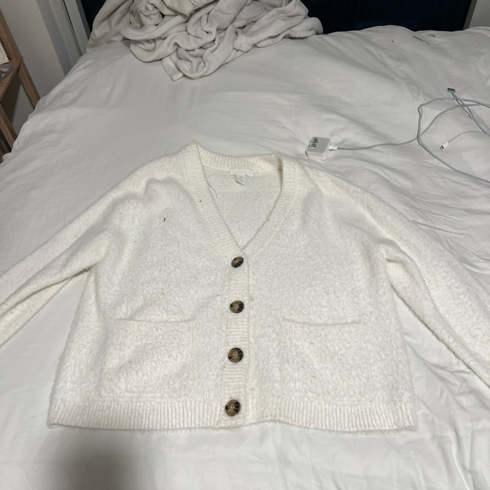 H&M Cream Button-Up Cardigan